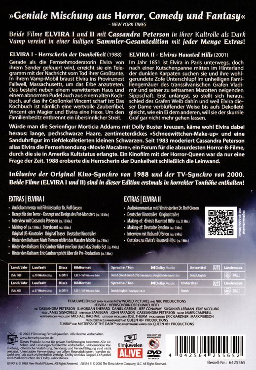 Produktbild: Elvira - Herrscherin der Dunkelheit (inkl. Elvira's Haunted Hills) [2 DVDs]