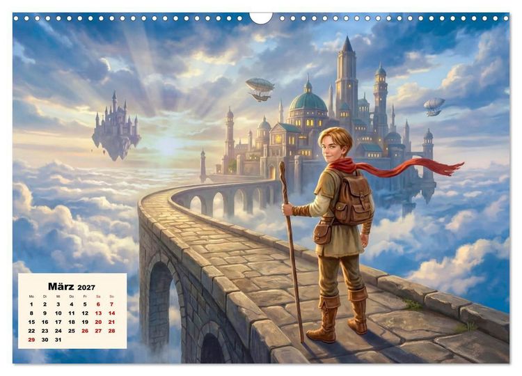Produktbild: Kleine Entdecker auf magischen Reisen - Fantasy-Welten f&uuml;r Kinder (Wandkalender 2027 DIN A3 quer), CALVENDO Monatskalender