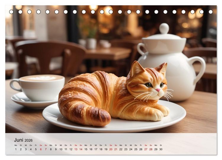 Produktbild: Tierische Croissants (Tischkalender 2026 DIN A5 quer), CALVENDO Monatskalender