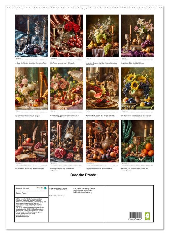 Produktbild: Barocke Pracht (Wandkalender 2026 DIN A2 hoch), CALVENDO Monatskalender