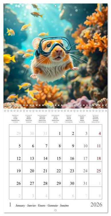 Produktbild: On holiday with AI hamsters (Wall Calendar 2026 12 &times; 12 Inch) CALVENDO 12 Month Wall Calendar