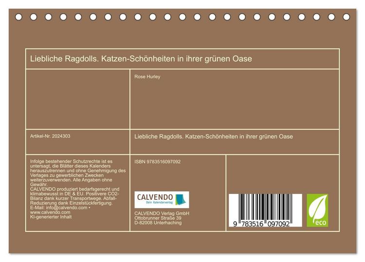 Produktbild: Liebliche Ragdolls. Katzen-Sch&ouml;nheiten in ihrer gr&uuml;nen Oase (Tischkalender 2026 DIN A5 quer), CALVENDO Monatskalender