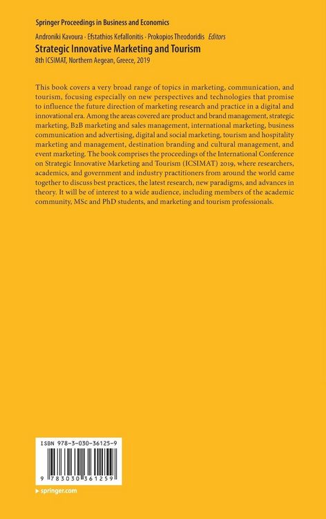 Produktbild: Strategic Innovative Marketing and Tourism