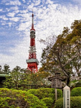 Produktbild: CALVENDO Puzzle Tokyo Tower und Details aus dem Zojo-ji Tempel Komplex | 1000 Teile Lege-Gr&ouml;&szlig;e 64x48cm Foto-Puzzle f&uuml;r gl&uuml;ckliche Stunden