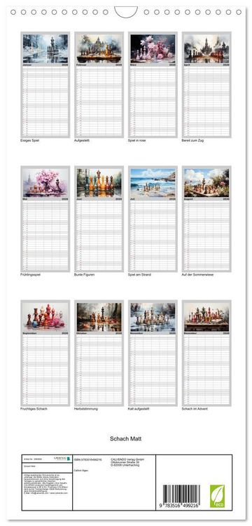 Produktbild: Familienplaner 2026 - Schach Matt mit 5 Spalten (Wandkalender, 21 x 45 cm) CALVENDO