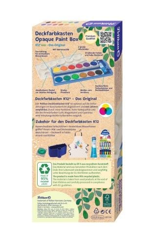 Produktbild: Pelikan Deckfarbkasten eco 735K, 12 Farben + Tube Deckwei&szlig;