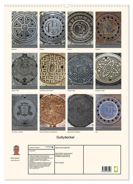 Produktbild: Gullydeckel (Wandkalender 2026 DIN A2 hoch), CALVENDO Monatskalender