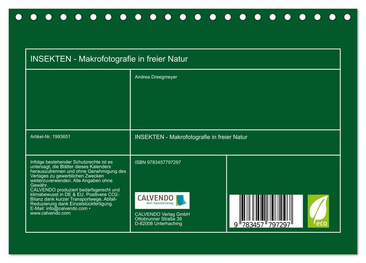 Produktbild: INSEKTEN - Makrofotografie in freier Natur (Tischkalender 2026 DIN A5 quer), CALVENDO Monatskalender