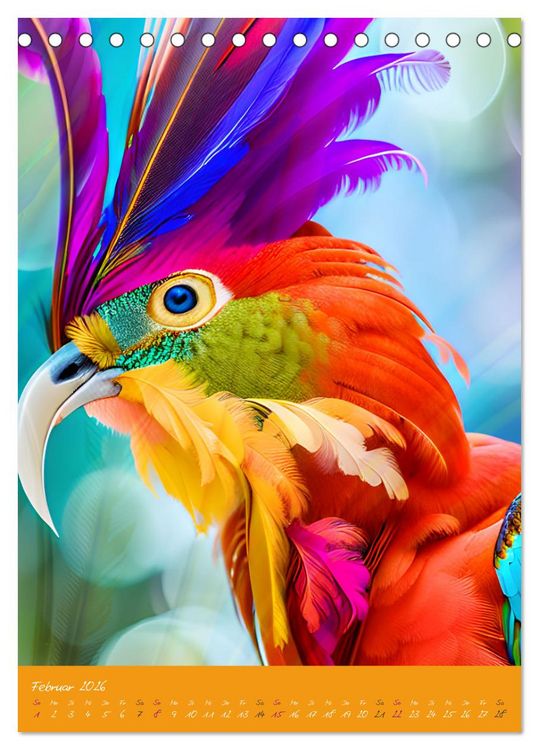 Produktbild: Exotische V&ouml;gel. Zauberhafte Vogelvielfalt mit KI (Tischkalender 2026 DIN A5 hoch), CALVENDO Monatskalender