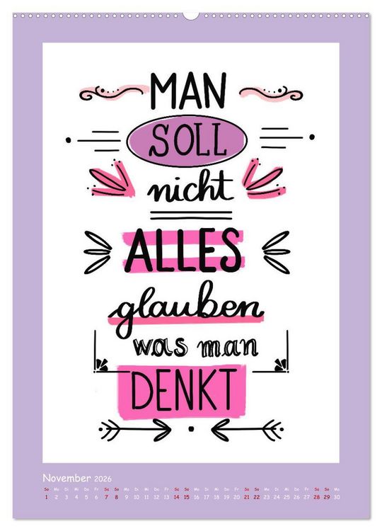 Produktbild: Nachgedacht-Spr&uuml;che und Zitate (Wandkalender 2026 DIN A2 hoch), CALVENDO Monatskalender