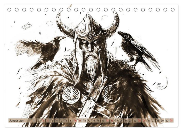 Produktbild: G&ouml;tter der Wikinger - Skizzen zur Welt der Nordischen Mythologie (Tischkalender 2026 DIN A5 quer), CALVENDO Monatskalender