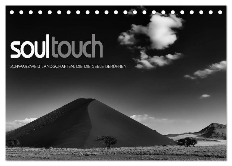 Produktbild: Soultouch - Schwarzwei&szlig; Landschaften, die die Seele ber&uuml;hren (Tischkalender 2026 DIN A5 quer), CALVENDO Monatskalender