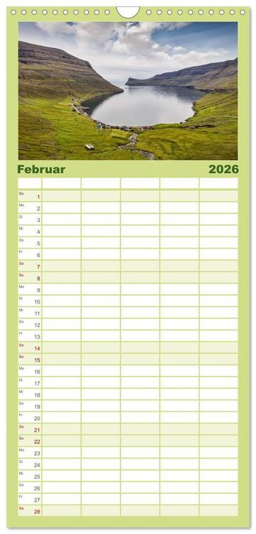 Produktbild: Familienplaner 2026 - F&auml;r&ouml;er &ndash; Faszinierende Inseln im Norden Europas mit 5 Spalten (Wandkalender, 21 x 45 cm) CALVENDO