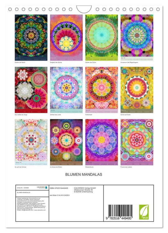 Produktbild: BLUMEN MANDALAS (Wandkalender 2026 DIN A4 hoch), CALVENDO Monatskalender