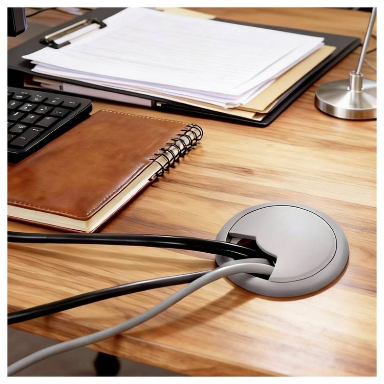 Produktbild: TRU Components WP80BK Kabeldurchf&uuml;hrung f&uuml;r Arbeitsplatten ABS Grau 1St.