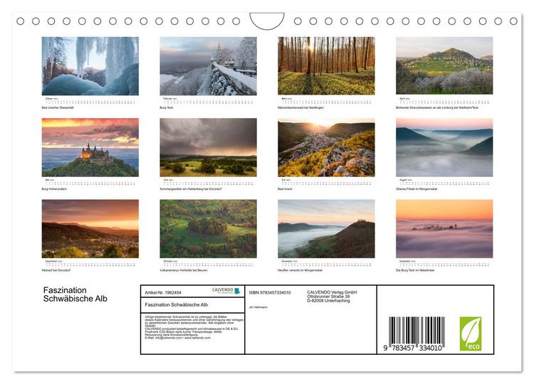 Produktbild: Faszination Schw&auml;bische Alb (Wandkalender 2026 DIN A4 quer), CALVENDO Monatskalender