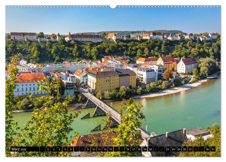 Produktbild: Burghausen - Mittelalter an der Salzach (hochwertiger Premium Wandkalender 2026 DIN A2 quer), Kunstdruck in Hochglanz