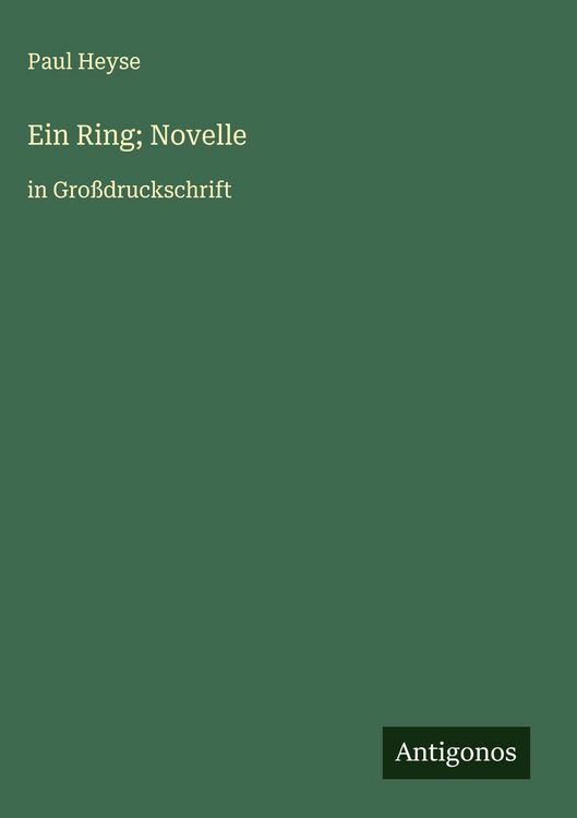 Produktbild: Ein Ring; Novelle