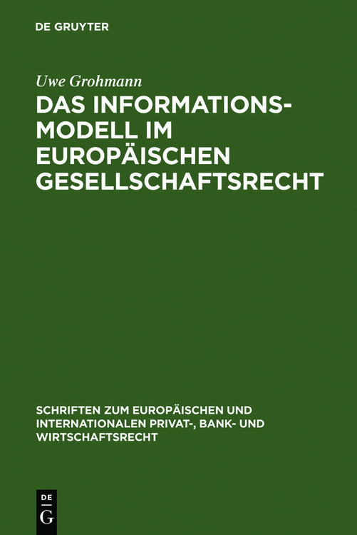 Produktbild: Das Informationsmodell im Europ&auml;ischen Gesellschaftsrecht