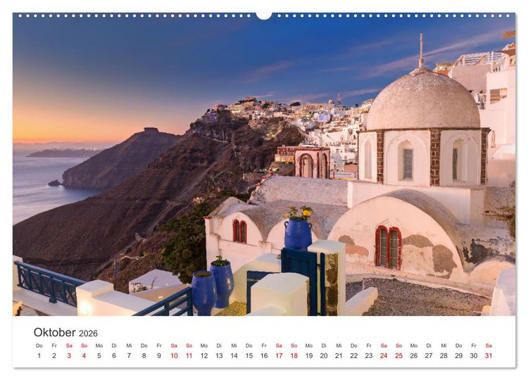 Produktbild: Santorini Fira & Firostefani (Wandkalender 2026 DIN A2 quer), CALVENDO Monatskalender