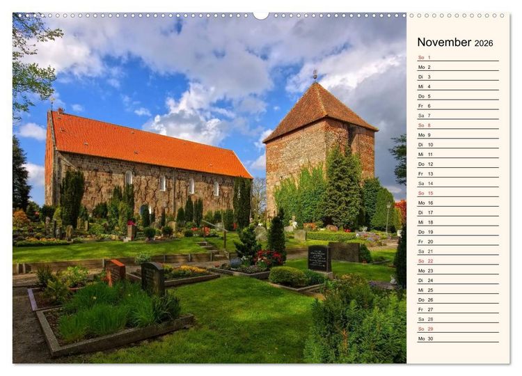 Produktbild: Kirchen in Ostfriesland (hochwertiger Premium Wandkalender 2026 DIN A2 quer), Kunstdruck in Hochglanz