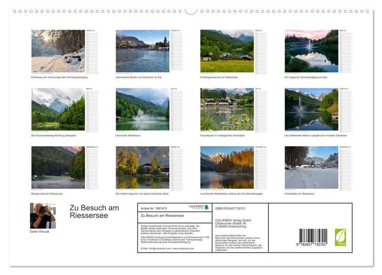 Produktbild: Zu Besuch am Riessersee (hochwertiger Premium Wandkalender 2026 DIN A2 quer), Kunstdruck in Hochglanz