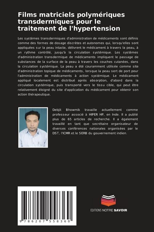 Produktbild: Films matriciels polym&eacute;riques transdermiques pour le traitement de l'hypertension