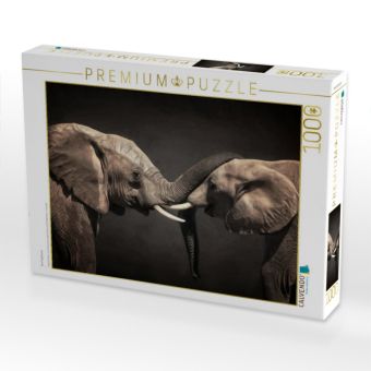 Produktbild: CALVENDO Puzzle Two Elephants | 1000 Teile Lege-Gr&ouml;&szlig;e 64x48cm Foto-Puzzle f&uuml;r gl&uuml;ckliche Stunden