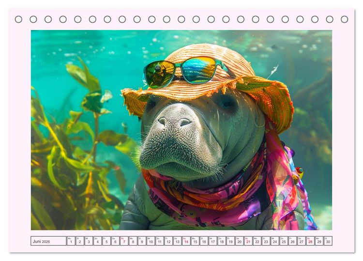 Produktbild: Modische Manatees. Charmante Seek&uuml;he mit Stil (Tischkalender 2026 DIN A5 quer), CALVENDO Monatskalender