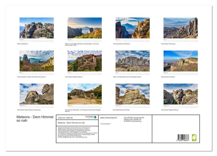Produktbild: Meteora - Dem Himmel so nah (Wandkalender 2026 DIN A2 quer), CALVENDO Monatskalender