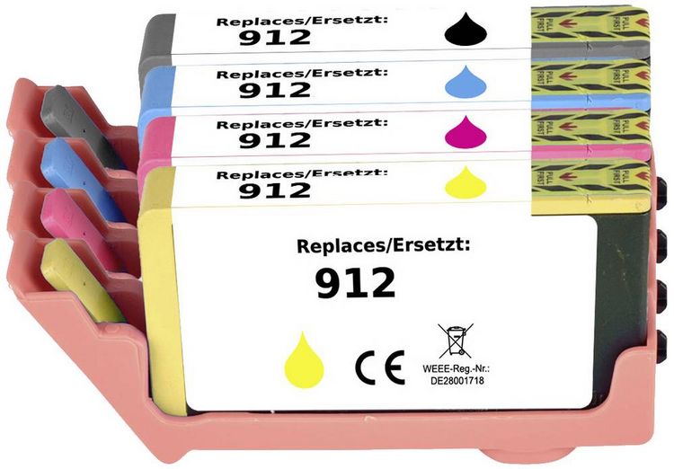 Produktbild: Renkforce Druckerpatrone ersetzt HP 912, 6ZC74AE, 3YL80AE, 3YL77AE, 3YL78AE, 3YL79AE Kompatibel Kombi-Pack Schwarz, Cyan, Magenta, Gelb RF-5718852