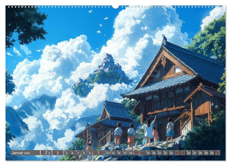Produktbild: Spaziergang durch Anime Welten (Wandkalender 2026 DIN A2 quer), CALVENDO Monatskalender