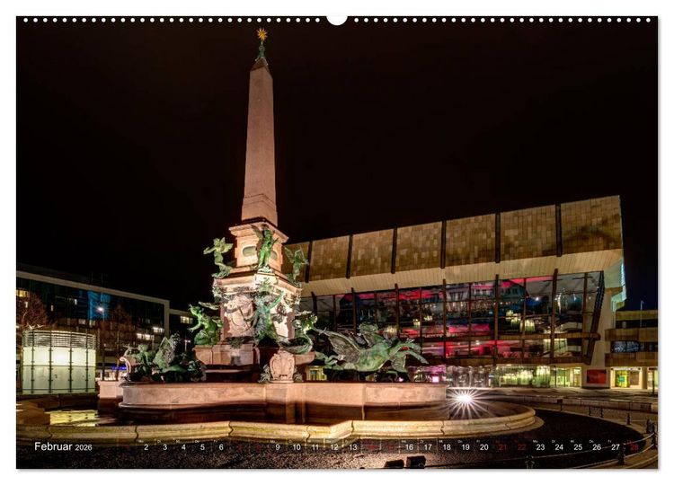 Produktbild: Nachts in Leipzig (hochwertiger Premium Wandkalender 2026 DIN A2 quer), Kunstdruck in Hochglanz