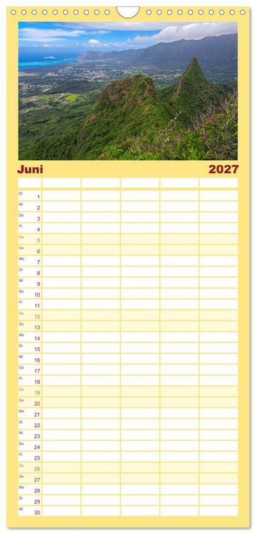 Produktbild: Familienplaner 2027 - Hawaii - Eindr&uuml;cke von Big Island, Kauai & Oahu mit 5 Spalten (Wandkalender, 21 x 45 cm) CALVENDO