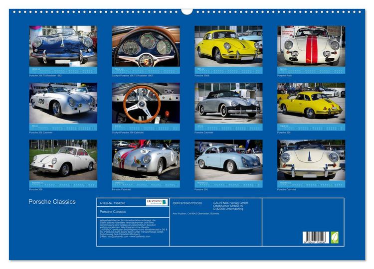 Produktbild: Porsche Classics (Wandkalender 2026 DIN A2 quer), CALVENDO Monatskalender