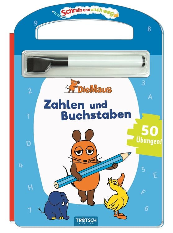Produktbild: Trötsch Die Maus Schreib und wisch weg Pappenbuch Zahlen und Buchstaben
