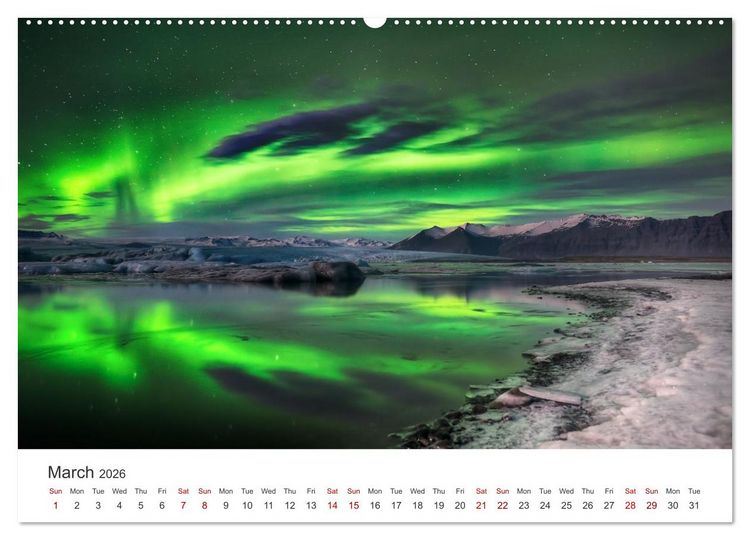 Produktbild: Iceland Aurora - Night Photography by Tony Prower (High Quality Premium Wall Calendar 2026 DIN A2 landscape),CALVENDO 12 Month Wall Calendar