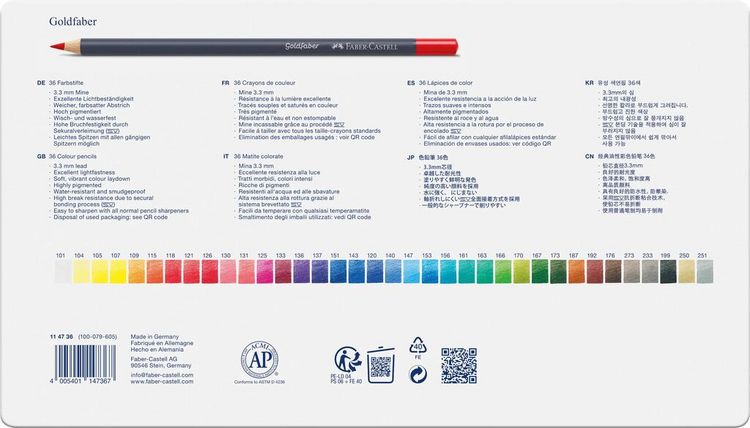 Produktbild: Faber-Castell Farbstifte Goldfaber, 36er Set Metalletui