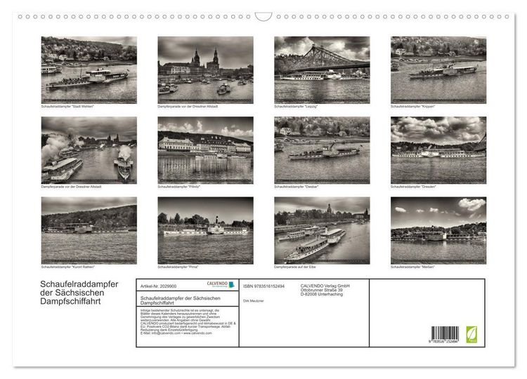 Produktbild: Schaufelraddampfer der S&auml;chsischen Dampfschiffahrt (Wandkalender 2026 DIN A2 quer), CALVENDO Monatskalender