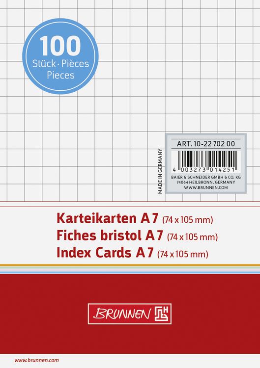 Produktbild: Brunnen Karteikarte A7 kar ws 100St