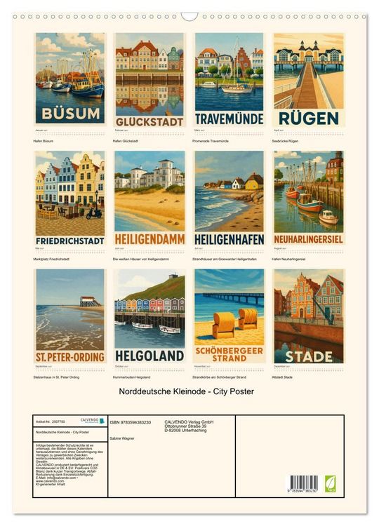 Produktbild: Norddeutsche Kleinode - City Poster (Wandkalender 2027 DIN A2 hoch), CALVENDO Monatskalender