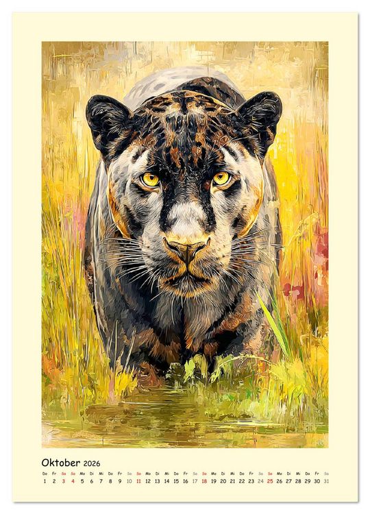 Produktbild: Raubkatzen. Moderne Paintings wilder Eleganz (Wandkalender 2026 DIN A3 hoch), CALVENDO Monatskalender