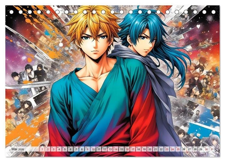 Produktbild: Manga Action Heroes (Tischkalender 2026 DIN A5 quer), CALVENDO Monatskalender