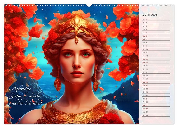 Produktbild: Die Unsterblichen - Griechische KI-G&ouml;ttinnen und KI-G&ouml;tter (Wandkalender 2026 DIN A2 quer), CALVENDO Monatskalender