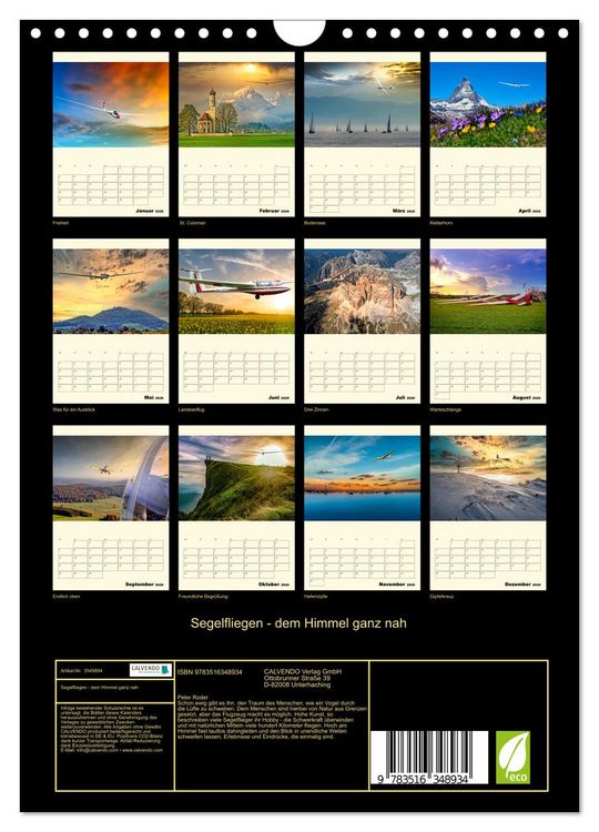 Produktbild: Segelfliegen - dem Himmel ganz nah (Wandkalender 2026 DIN A4 hoch), CALVENDO Monatskalender