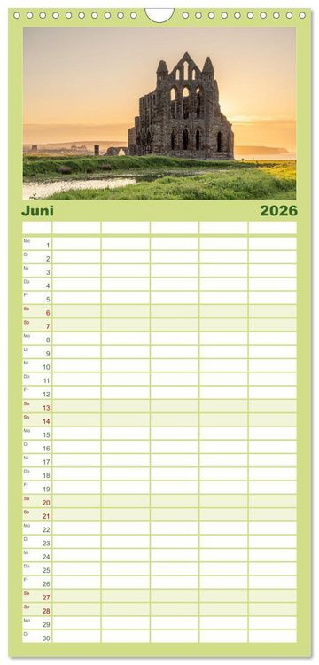 Produktbild: Familienplaner 2026 - Yorkshire - Dales und Coast mit 5 Spalten (Wandkalender, 21 x 45 cm) CALVENDO