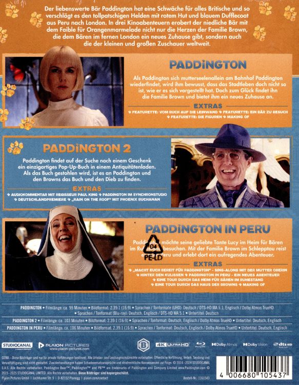 Produktbild: Paddington - 3 Filme Collection (3 4K Ultra HDs + 3 Blu-rays)
