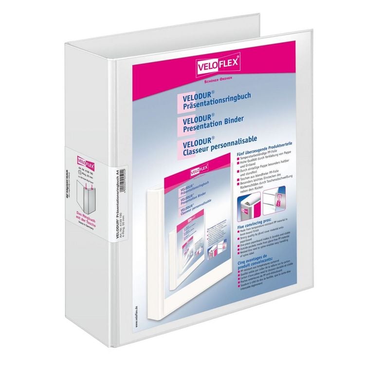 Produktbild: VELOFLEX Pr&auml;sentationsringbuch 4 Ringe Velodur DIN A4 R&uuml;ckenbreite 7cm