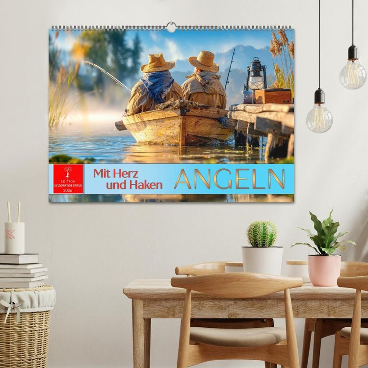 Produktbild: Angeln mit Herz und Haken (Wandkalender 2026 DIN A2 quer), CALVENDO Monatskalender