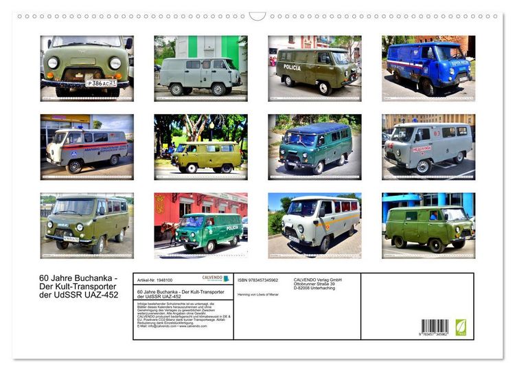 Produktbild: 60 Jahre Buchanka - Der Kult-Transporter der UdSSR UAZ-452 (Wandkalender 2026 DIN A2 quer), CALVENDO Monatskalender
